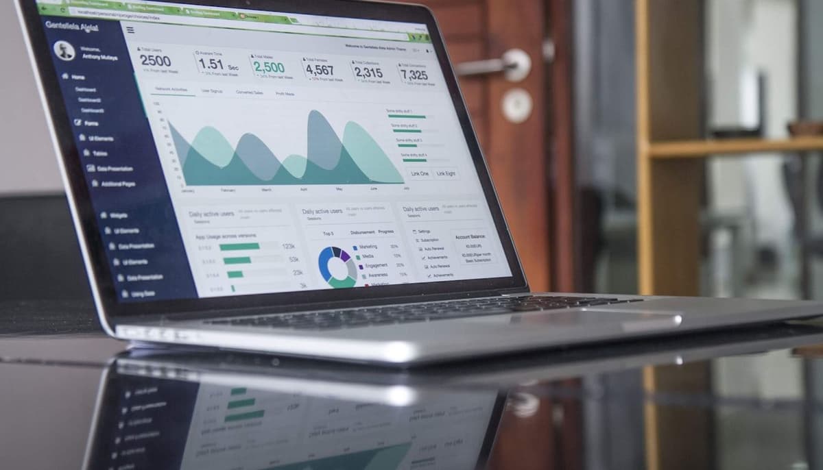 Laptop med marketing-data og prisoversigt – static ads pris Danmark 2026